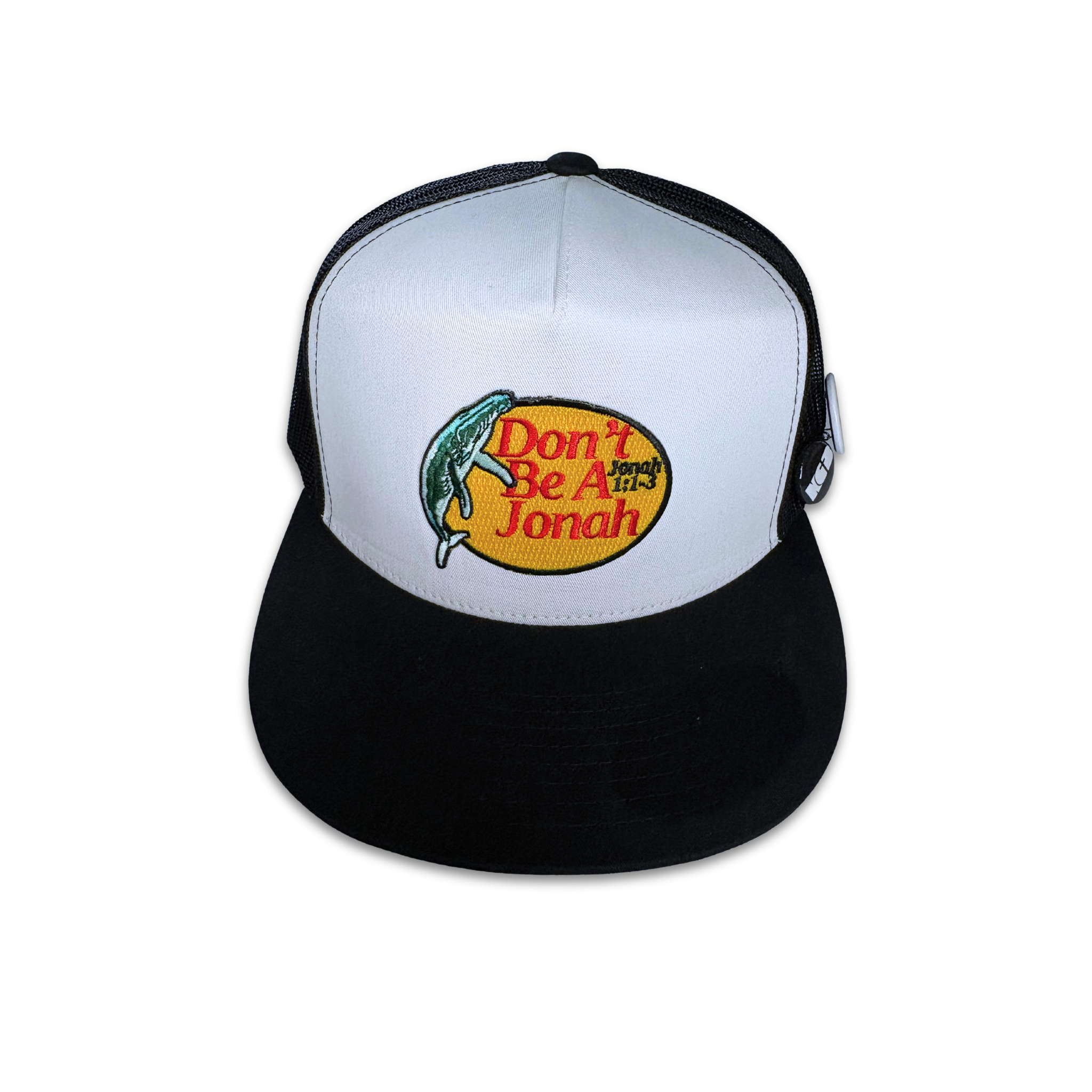 Don't Be A Jonah Snapback Trucker Hat - White Panel on Black