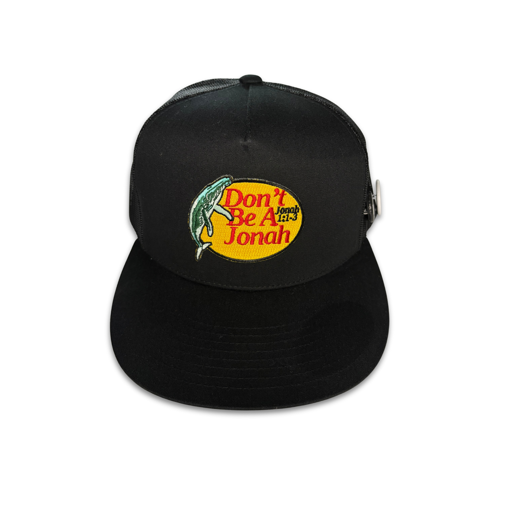 Don't Be A Jonah Snapback Trucker Hat - Black Panel on Black