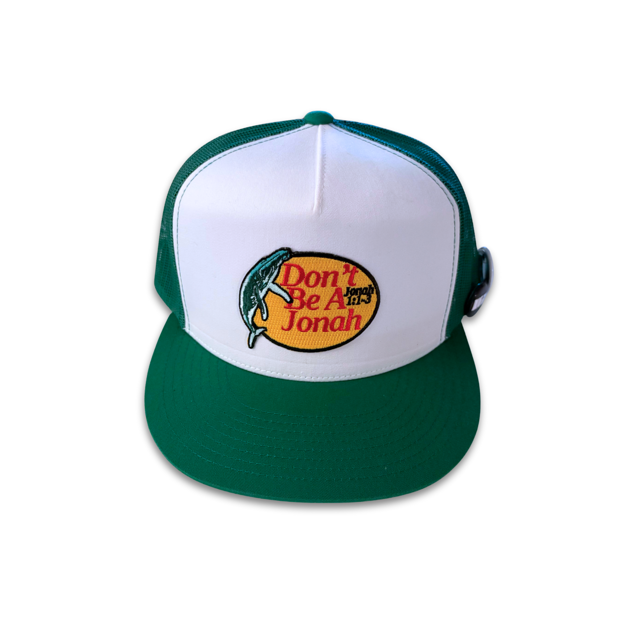 Don't Be A Jonah Snapback Trucker Hat - White Panel on Green